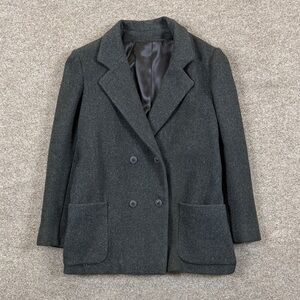 Vintage Grey Wool Double Breasted Short Pea Coat Women’s 14 Preppy Jacket USA